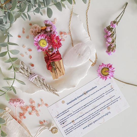 Palo Santo with Dried Flowers and Crystal - agoracurated